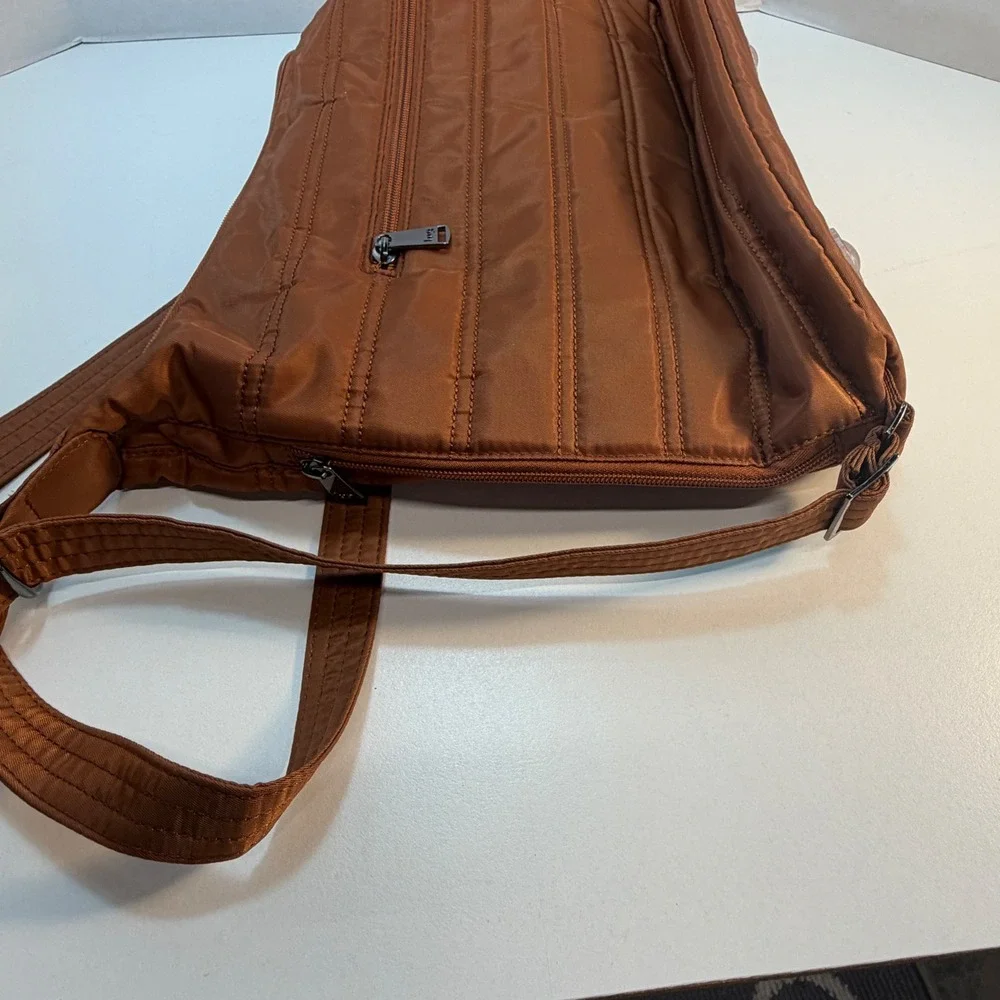 Lug Zipliner Convertible Tote Backpack Women Medium Copper Brown Quilted Bag
